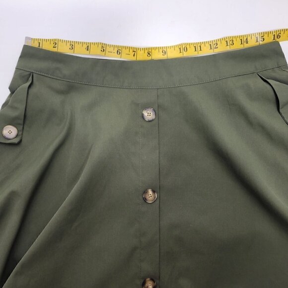 Shein Women's Green Single Breasted Flare Skirt with Button Details Size XL - Picture 11 of 11